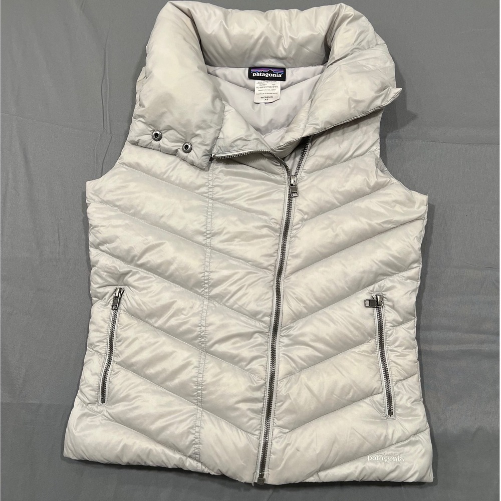 Patagonia Downtown Loft Down Vest Grey Asymmetrical Zip Puffer Womens XS 28415